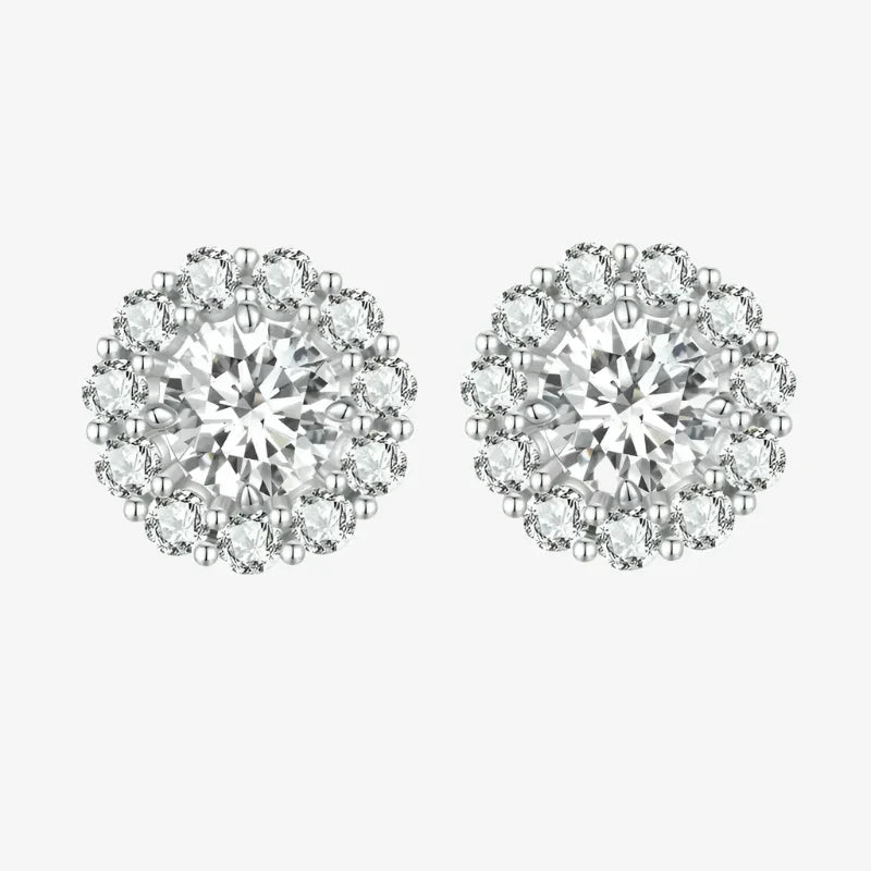 Sparkling Moissanite Halo Stud Earrings