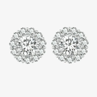 Sparkling Moissanite Halo Stud Earrings
