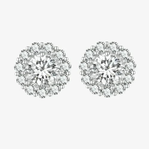 Sparkling Moissanite Halo Stud Earrings