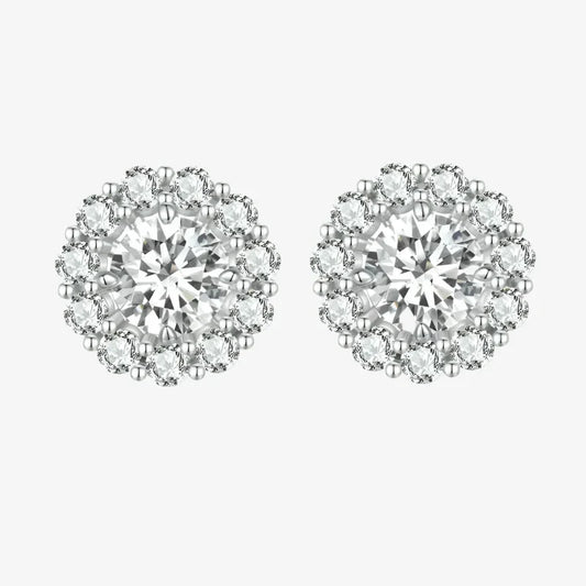 Sparkling Moissanite Halo Stud Earrings