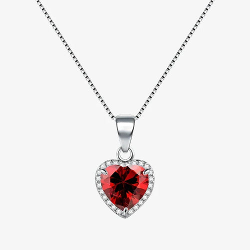 Sparkling Ruby Heart Necklace