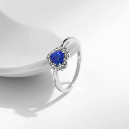 Blue Heart Halo Ring
