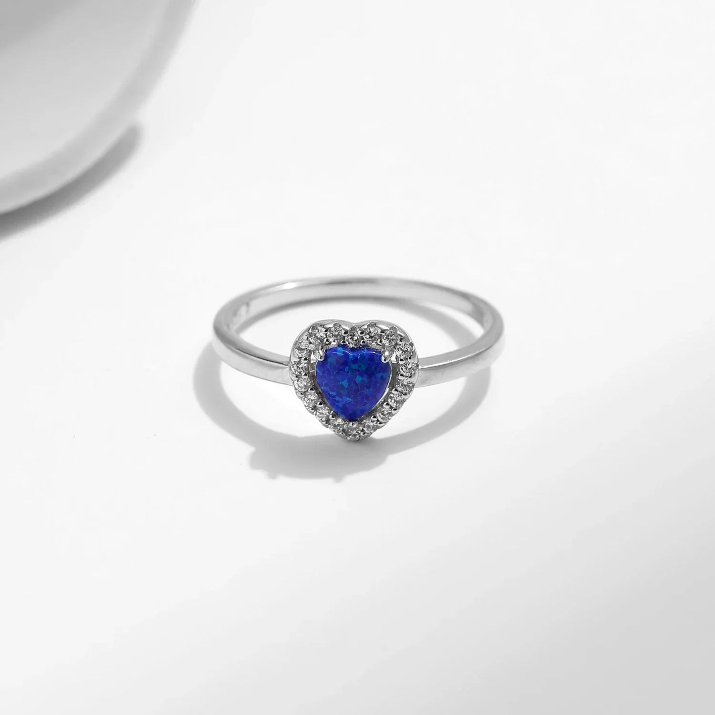 Blue Heart Halo Ring
