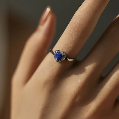 Blue Heart Halo Ring
