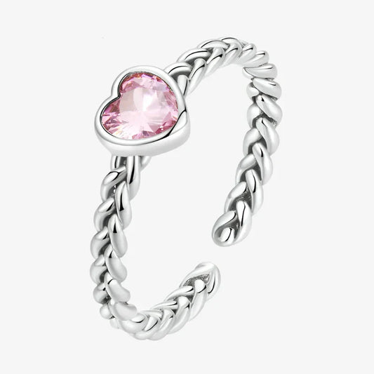 Pink Heart Twisted Ring